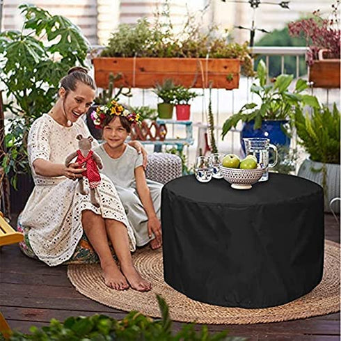 Round Patio Deck Box Cover to Protect Deck Boxes, Round Deck Box Storage(Black, 28 inch)