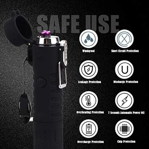 Scotte Plasma Windproof arc Lighter Electric Lighter and LED Flashlight - 2 in 1 (Black)/5-in-1 Magnesium Fire Starter for Emergency Survival Kits, Camping, Hiking, All-Weather Magnesium Ferro Rod
