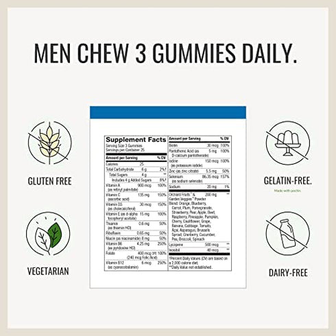Nature’s Way Alive! Premium Men’s Gummy Multivitamins, Vitamins & Minerals, Supports Whole Body Wellness*, Vegetarian, Orange, Grape, and Cherry Flavored, 75 Gummies