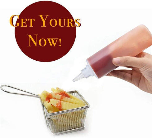 6 pcs 12 Oz Plastic Squeeze Condiment Bottles for Mustard Dressing Ketchup BBQ Sauce Mayonnaise Syrup, No Leak Tip Cap Plastic Squirt Dispenser Clear Containers Storage