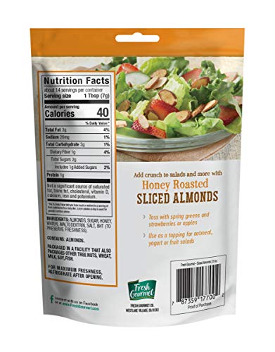 Fresh Gourmet Sliced Almonds, Honey Roasted Sliced Almonds, 3.5 oz