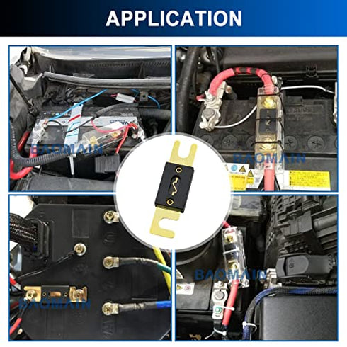 Baomain ANL Fuse ANL-120 120 Amp 120A for Car Vehicles Audio System Sheet Gold Tone 2 Pack