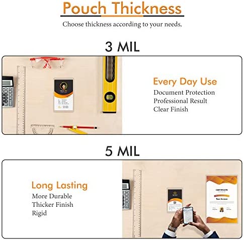 Tyh Supplies 100-Pack 2 x 3.5 Inch 5 Mil Business Card Clear Hot Glossy Thermal Laminating Pouches Lamination Sheet Laminator Pockets