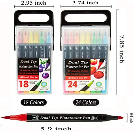 Kekelele Dual Tip Markers for Kids, Washable Markers Set, Art Markers with Stand Portable Box, Gift For Kids (24 Colours)