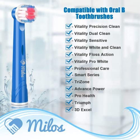 Milos Electric Toothbrush Replacement Heads for Kids Oral B Compatible Pack of 8, Extra Soft Bristles, Fits for Electric Braun brush heads, refill for Vitality Precision Sensitive White, Clean Triumph