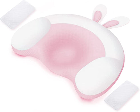 Baby Pillow,Infant Head Shaping Pillow Prevent Flat Head Syndrome,Ultra Soft Baby Head Pillow,4D Memory Foam for Head and Neck Support Pillow (Pink)