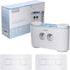 WREWING Toothbrush Holder Multi-Function Wall-Mounted Automatic Toothpaste Dispenser and Dust-Proof Toothbrush Holder with 5 Brush Slots 4 Cups 2 Automatic Toothpaste Dispensers 1 Storage Slot For Bat