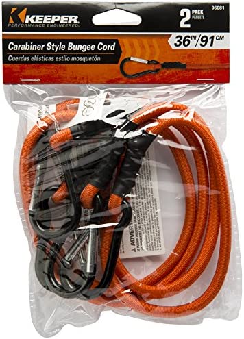 Keeper - 36” Carabiner Bungee Cord, 2 Pack - UV And Weather-Resistant
