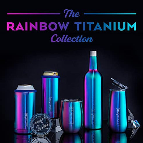 BrüMate Hopsulator Slim Can Cooler Insulated for 12oz Slim Cans | Skinny Can Coozie Insulated Stainless Steel Drink Holder for Hard Seltzer, Beer, Soda, and Energy Drinks (Rainbow Titanium)