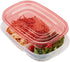 Rubbermaid TakeAlongs Divided Rectangular Food Storage Containers, 3.7 Cup, Tint Chili, 3 Count