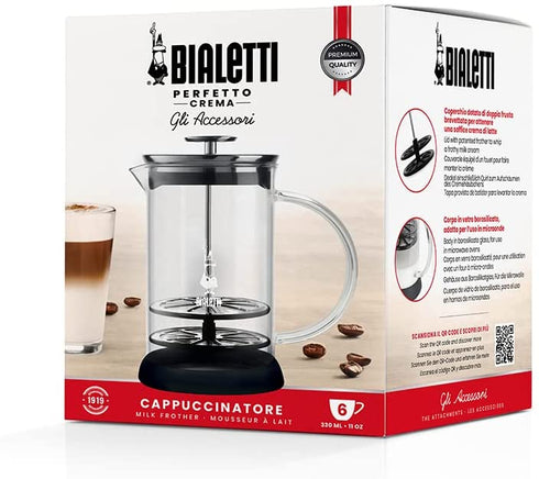 Bialetti, Cappuccino machine Milk Frother, (3 Cup) (330 ml-11 oz), Silver