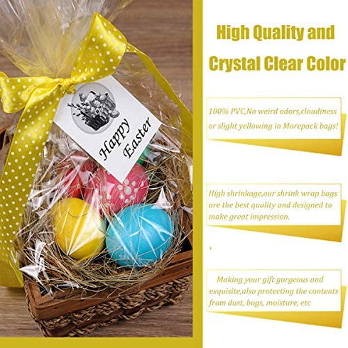 Shrink Wrap Bags for Gift Baskets,24x30 inches Clear PVC Heat Shrink Bags Cellophane Wrap for Packaging,Gift Wrapping 5 Pack