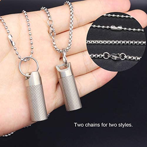 Haxtec Small Pill Box Titanium Pill Fob Necklace Nitro Mini Waterproof Pill Holder Lightweight Survival Case Keychain Pill Bottle for Purse Men & Women (TC10-Ti)