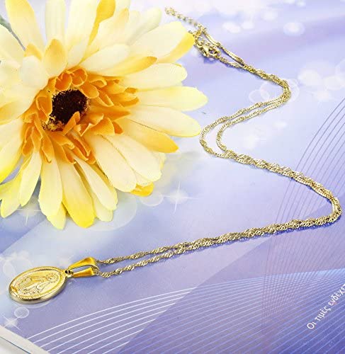 Finrezio 14K Gold-Plated Catholic Christian Jewelry Cross and Virgin Mary Pendant Necklace for Women Multilayer Necklace Set