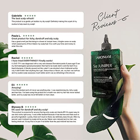 Aromase 5? Juniper Scalp Purifying Liquid Shampoo, Award Winning Scalp Exfoliator Ideal for Dandruff, Psoriasis, Dermatitis, Dry & Sensitive Scalp, Oily hair, Scalp Cleanser (2.8 Fl Oz)