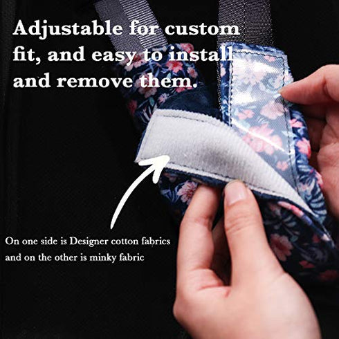 Baby Car Seat Belt Covers, Floral Stroller Seat Strap Covers, Car Seat Straps Shoulder Pads for Girls Boys, Minky Seat Belt Protectors for Car Seats/Pushchair, for Kids Newborn Infants Toddlers