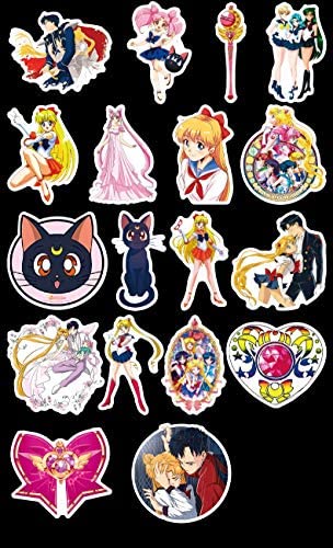 Sailor Moon Pretty Guardian Waterproof Stickers/Decals (50 pcs) of Japanese Anime Cartoon for Laptop Skateboard Snowboard Water Bottle Phone Car(Sailor Moon)
