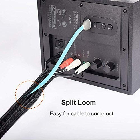 ZhiYo 6.6ft - 1 inch Cable Sleeve, Cord Wrap Wire Protector Tubing for Pets, PC Cable Wrap, Computer Cable Management Sleeve - Black