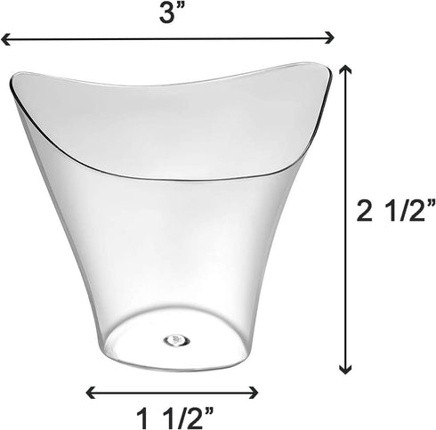 Mini Swirl Triangle Dessert Cups - Plastic Reusable Cups For Serving Dessert, Fruits & Mini Appetizer - Sampling Tasting Cups for Wedding Birthday Parties By Loreso(48CT 3.5oz Cups with Spoons)