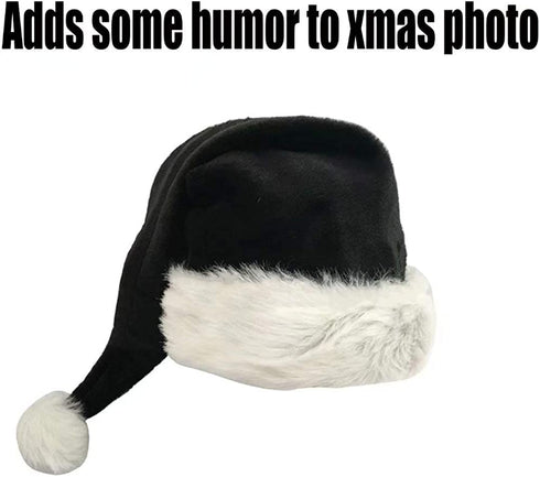 Black and White Deluxe Adults Santa Hat for Black Christmas Theme