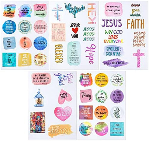 Mr. Pen- Christian Stickers, 49 pcs, Religious Stickers, Jesus Stickers, Bible Stickers, Bible Journaling Stickers, Faith Stickers, Christian Stickers for Water Bottles, Scripture Stickers.