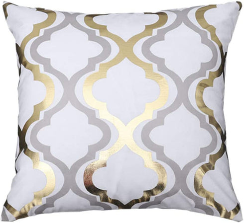 Tebery 6 Pack Gold Stamping Throw Pillow Covers Cases Soft Square Decorative Cushion Covers for Sofa,Couch - 18 x 18 Inches