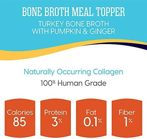 Solid Gold Turkey Bone Broth for Dogs - Grain Free Dog Food Topper Rich in Collagen and Superfoods - Nutrient Dense Dog Gravy Topper for Dry Food - Promotes Gut Health and Hydration - Single