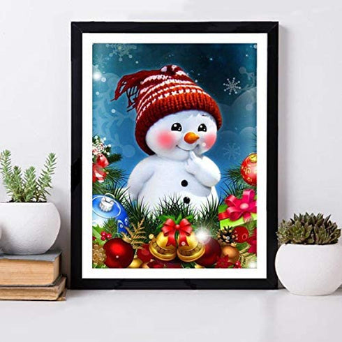 Christmas 5d DIY Diamond Painting by Number Kits for Adults,Diamond Art Kits Crystal Rhinestone Embroidery Diamond Dotz Home Decorations Snowman Gift?Canvas Size: 11.8 X 15.75 in