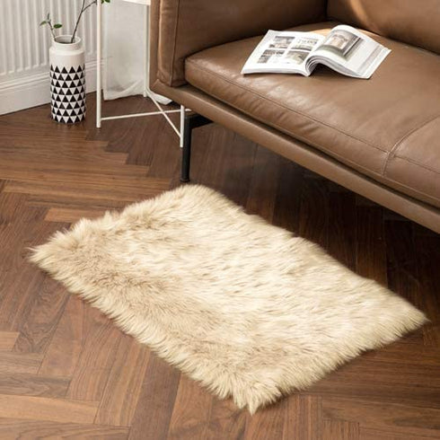 MIULEE Luxury Super Soft Fluffy Area Rug Faux Fur Rectangle Rug Decorative Plush Shaggy Carpet for Bedside Sofa Floor Nursery 2 x 3 Feet,Beige