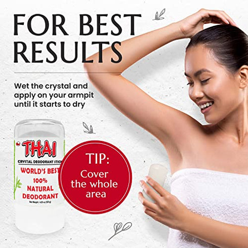 2-PACK Thai Crystal Deodorant Salt Stone - Clinically Tested, Dermatologist Approved - Natural Unscented Aluminum-Free for Women Men & Teens