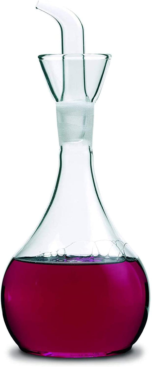 HAIZEEN 13ounce/ 380 ml Clear Glass Olive Oil Dispenser Bottle - Oil & Vinegar Cruet with Pourers and NO Funnel Needed - Olive Oil Carafe Decanter for Kitchen and BBQ