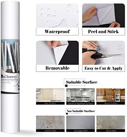 LACHEERY Matte White Contact Paper Decorative Self Adhesive White Wall Paper Waterproof Adhesive Shelf Liner Removable Peel and Stick Wallpaper for Countertops Cabinets Drawer Desk Dresser 15.8"x80"
