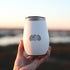 Non-tipping 10oz Double Wall Insulated Stainless Steel Stemless Travel Wine Tumbler w/ Easy Slide Lid - White
