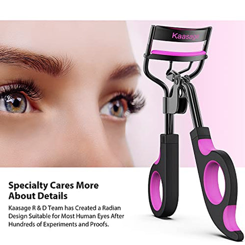 Kaasage Eyelash Curler with Pads - Lash Curler with 5 Extra Silicone Replacement Pads, Get Perfect Curl in 5 Seconds