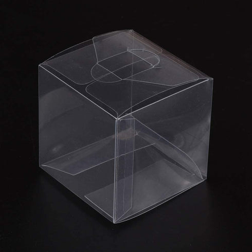 BENECREAT 30 Pack 3.5x3.5x3.5 Inches Clear Plastic Party Favor Box for Valentine's Day Choclates and Wedding Party Candy Cookies Favors