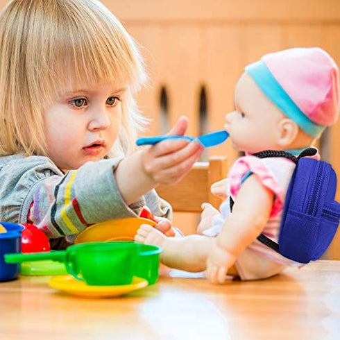 Sumind 14 Pieces Doll Accessories Include 6 Pieces Mini Doll Backpacks Mini Doll Bag Cute Zipper Backpack Mini Books Backpacks and 8 Pieces Miniatures Doll Books for Doll Accessories