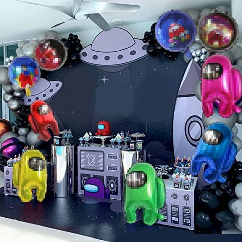 9pcs Aluminum film balloon for Among u, video game birthday party decoration, children's birthday party supplies decoration