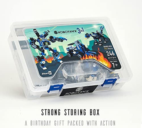 JITTERYGIT Robot Building Toy Gift for Boys, Perfect STEM Gift for Builders Ages 6, 7, 8, 9, and 10 Year Olds, Blue SnabGlider (246 Pcs) Robotryx