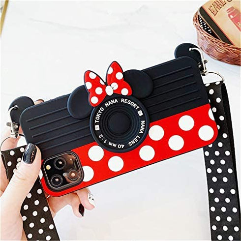 12 Pro Max Case for iPhone 12 Pro Max Case Cute 3D Cartoon for Minnie Camera Teens Girls Women Shockproof Protective Silicone Cover Cute Phone Cases for iPhone 12 Pro Max -6.7" (12 Pro Max-6.7")