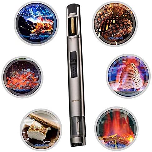 Butane Torch Kitchen BBQ Lighter Long Refillable Windproof Stainless Steel Lighters with Jet Flame