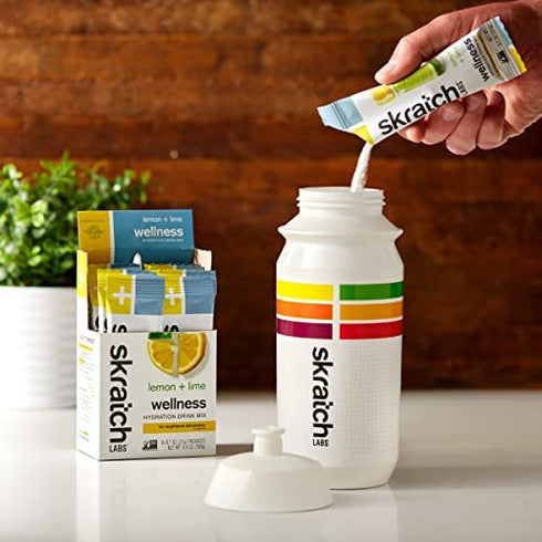 SKRATCH LABS Wellness Hydration Drink Mix, Lemon and Lime (8 Pack Single Serving), Oral Rehydration Solution, ORS, Vegan, Non-GMO, Gluten Free, Dairy Free, Kosher