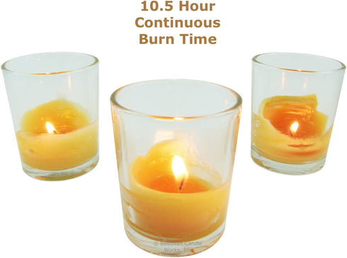 Beeswax Candle Works, 10-Hour Votives (Pack of 6) 100% USA Beeswax