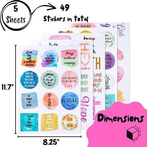 Mr. Pen- Christian Stickers, 49 pcs, Religious Stickers, Jesus Stickers, Bible Stickers, Bible Journaling Stickers, Faith Stickers, Christian Stickers for Water Bottles, Scripture Stickers.