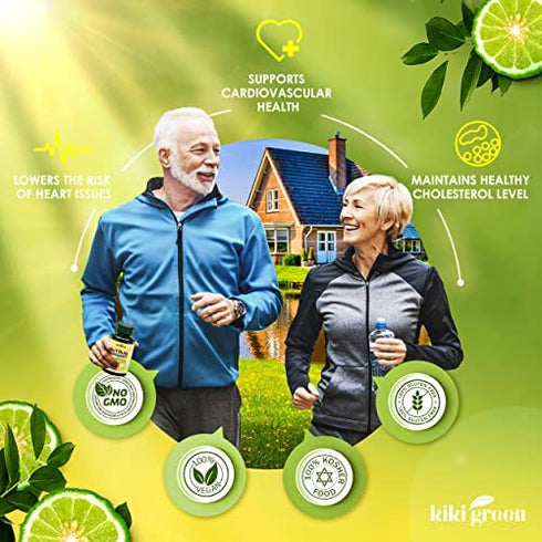 Citrus Bergamot Supplement for high Cholesterol 1000 mg - Cholesterol lowering Supplements 120 Bergamot Capsules , Citrus Bergamot for Cholesterol Non-GMO & Vegan by KIKI Green