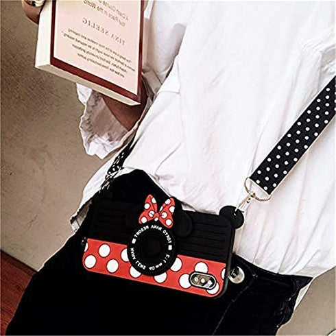 for iPhone SE 2020 Case Cute iPhone 8 Case Cute iPhone 7 Case, iPhone 6S Case iPhone 6 Case Cute 3D Cartoon for Minnie Camera Cover Teens Girls Women Silicone Phone Case iPhone SE 2020 8 7 6S (4.7")