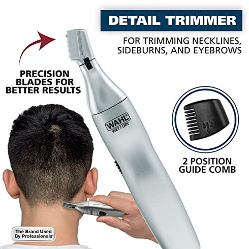 Wahl Men’s Nose Hair Trimmer, for Eyebrows, Nose & Ear Hair, No Pull, No Snag Guarantee, Battery Included - Model 5545-400