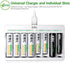 EBL 8 Bay AA AAA Battery Charger - Individual Battery Charger with 5V 2A Fast Charging Function for Ni-MH Ni-CD AA AAA Rechargeable Batteries