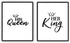 Modern Calligraphy Art Painting Set of 2 (8”X10” Canvas Picture), His Queen Her King Painting Motivational Phrases Wall Art Print Poster for Bedroom Wall or Room Home Decor,No Frame
