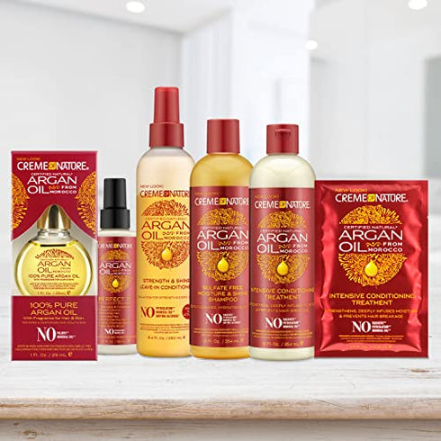 Argan Oil for Hair, Perfect 7-in-1 Leave-in Treatment by Creme of Nature, for Healthy Hair with Exotic Shine, 5.1 Fl Oz (Package May Vary)