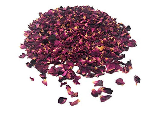 Red Rose Petals - Pure, All Natural & Edible Rose Petals - Dried Flower Petals for Herbal Tea, Decoration, Rose Sprinkles, Topping on Cupcakes, Desserts - Net Weight: 0.35oz/10g